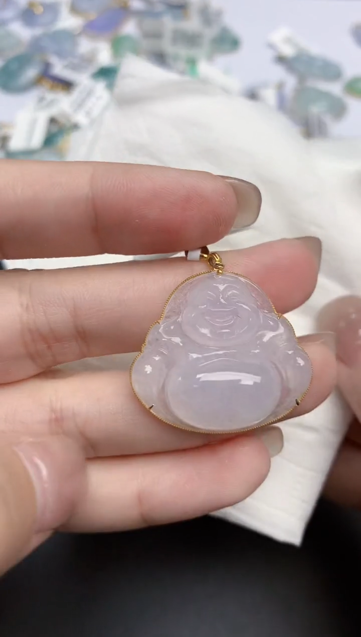 【闪购商品】翡翠颈饰18K金镶嵌天然缅甸翡翠A货