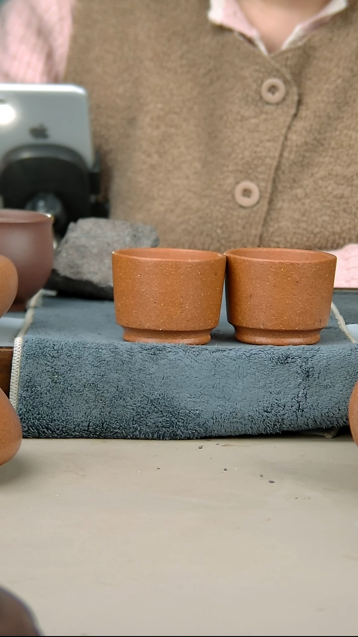 茶壶紫砂红黄泥杯子两个80cc