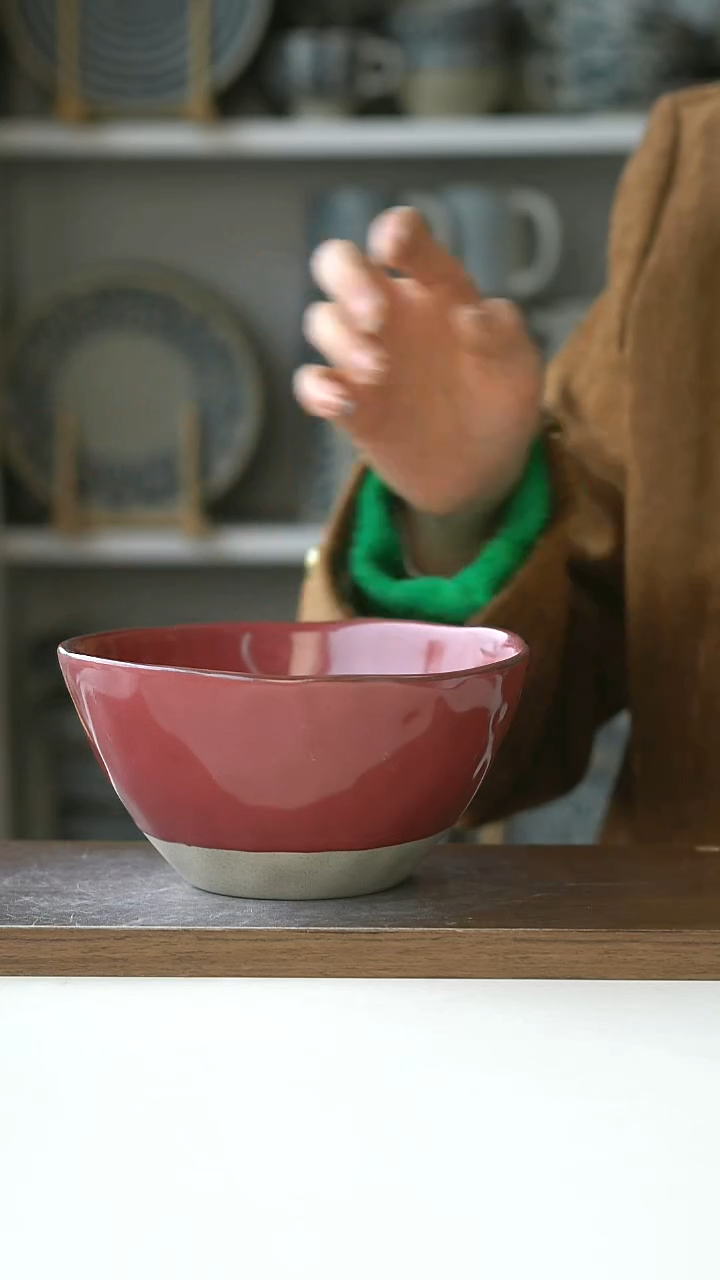 陶出德国安可拉红面汤碗15cm@4-2@微瑕