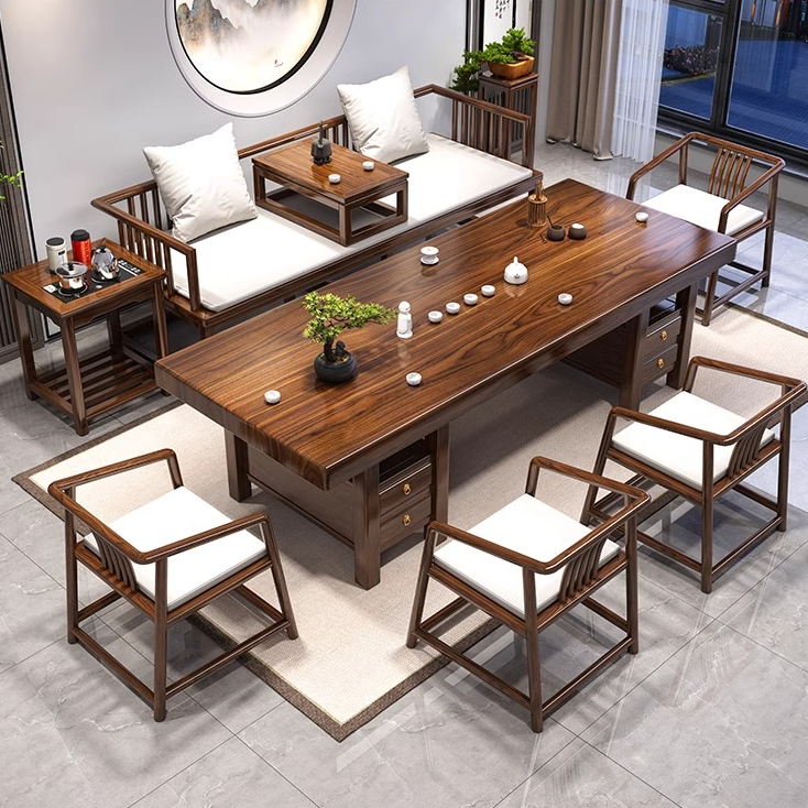 新中式实木罗汉床客厅茶几轻奢酒店国风会所家用简约禅意客厅茶几