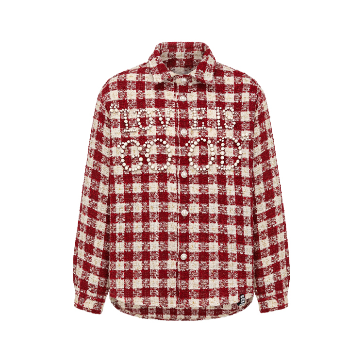 【DoubleCheck】GOODBRAND LOVEISGOOD哈尔格纹珍珠长袖衬衫