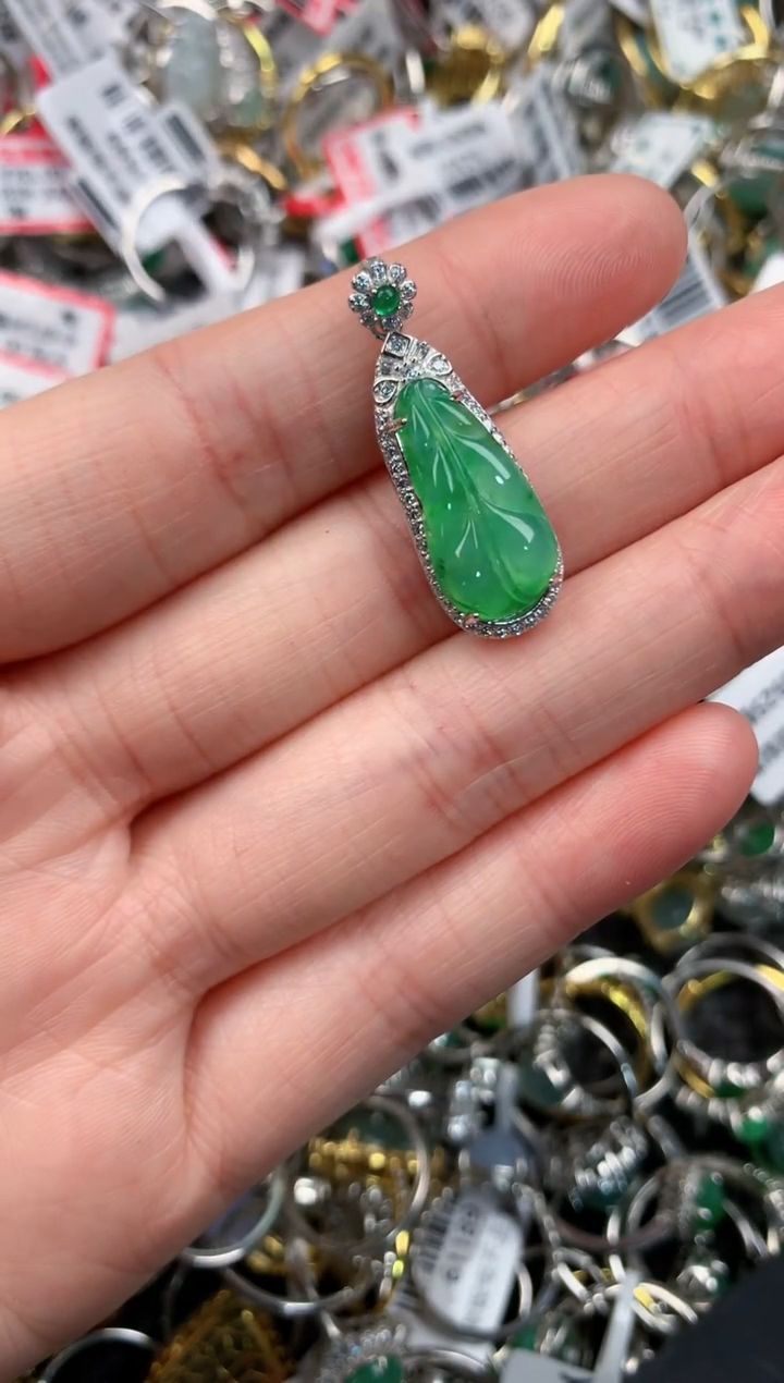 银S925镶嵌戒指翡翠111---6