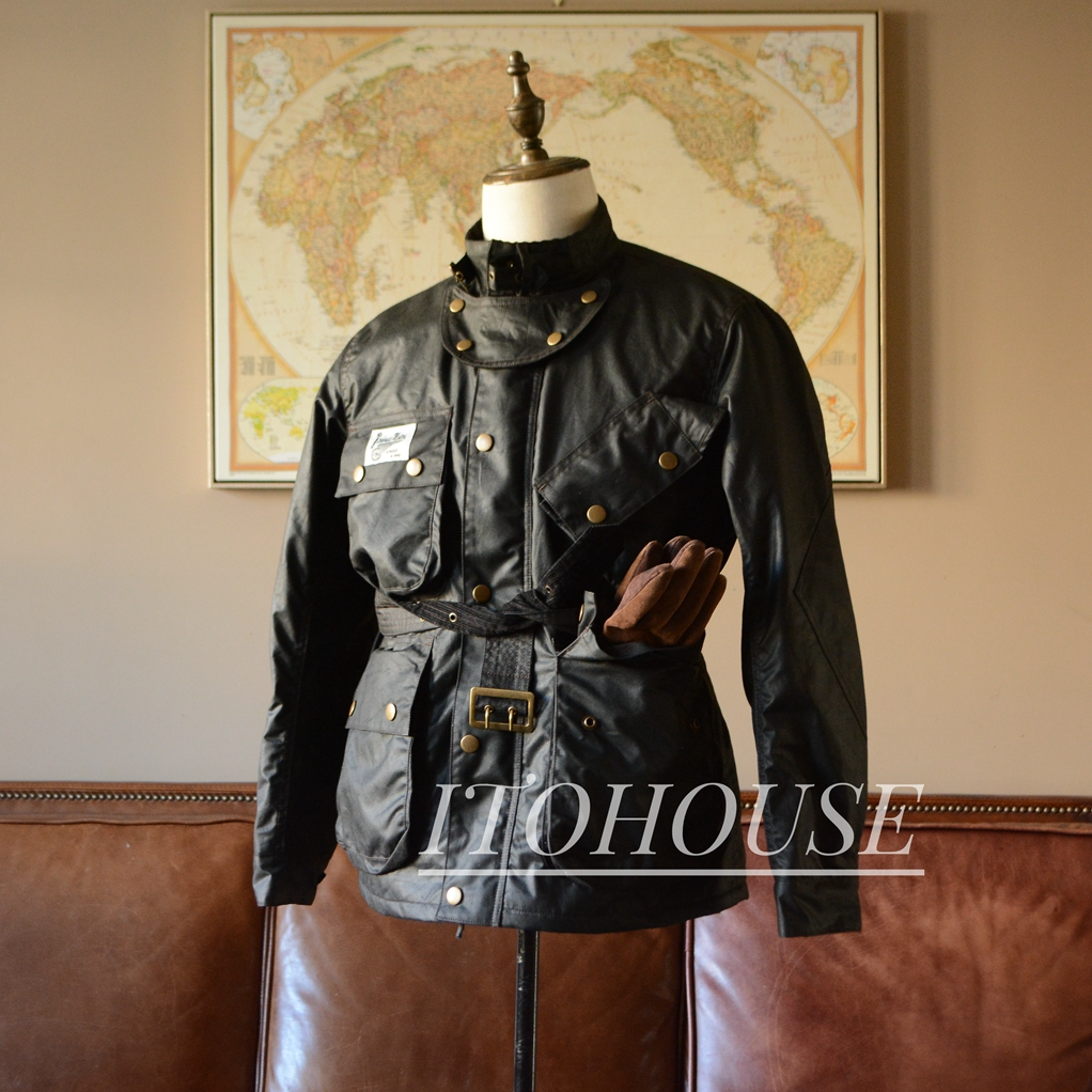 ITOHOUSE出品 黑色双层油蜡面料穆赫兰道机车外套