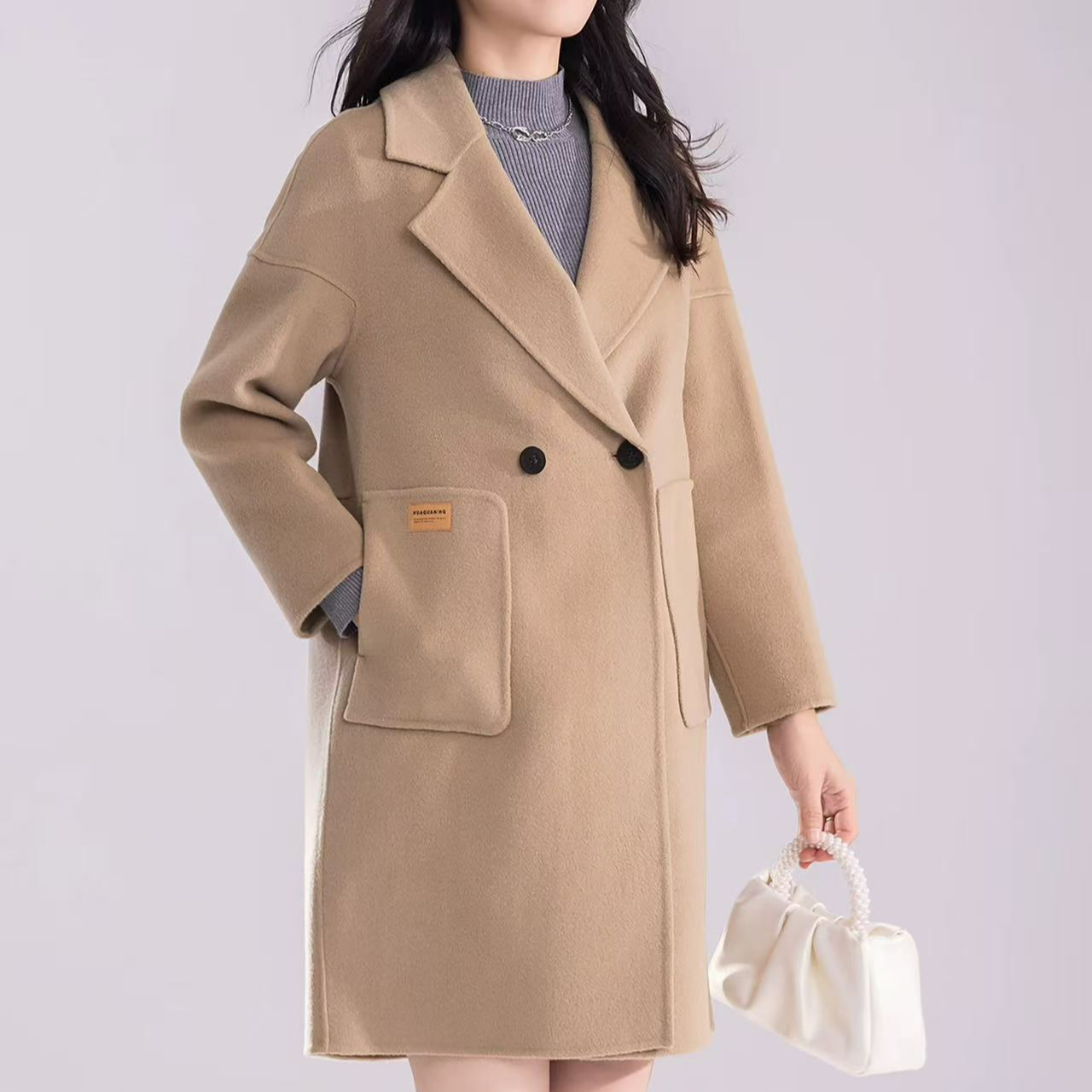 GJ 32256 阔版休闲老钱风中长大衣