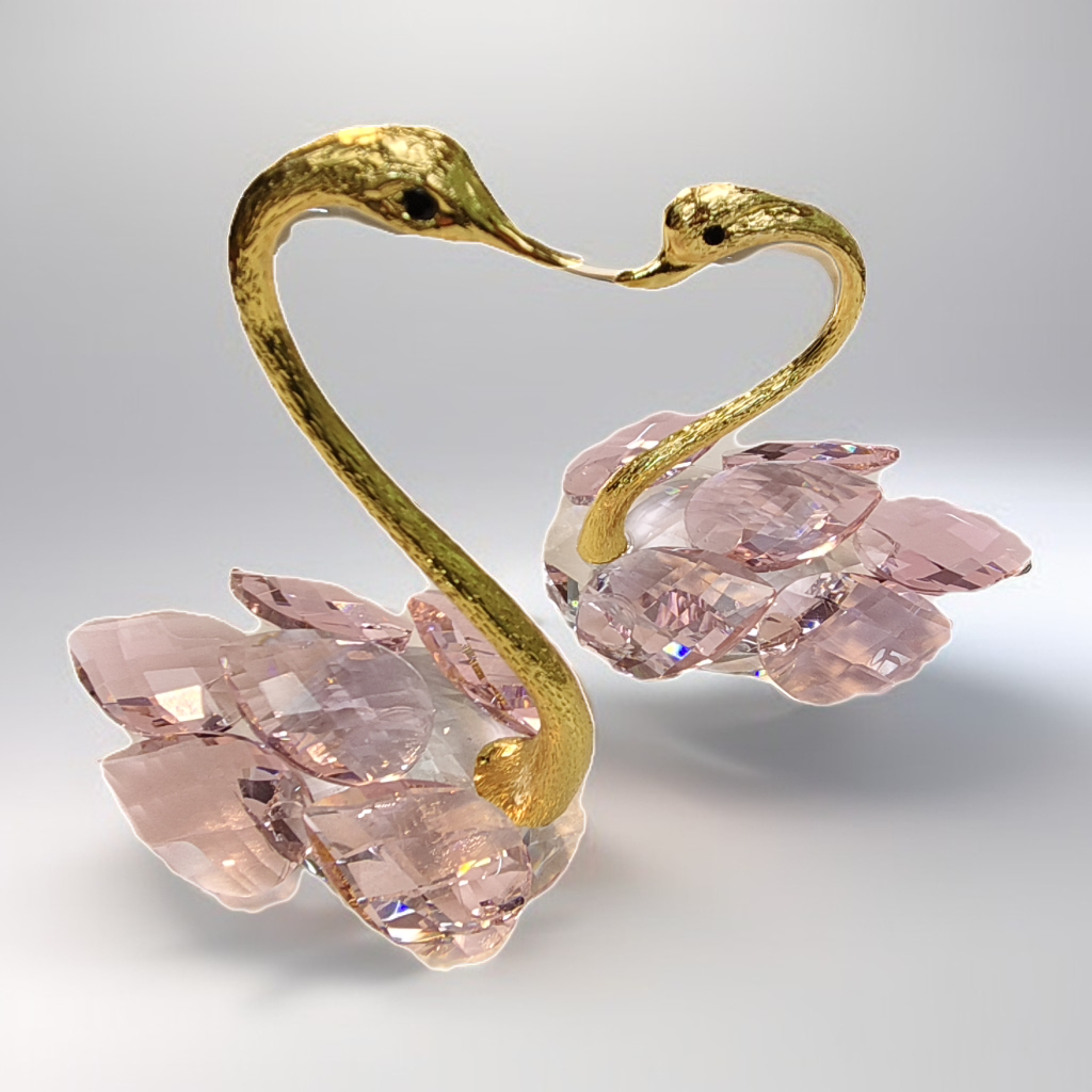 水晶天鹅玄关电视柜酒柜家居装饰品摆件一对轻奢高档新婚结婚礼物