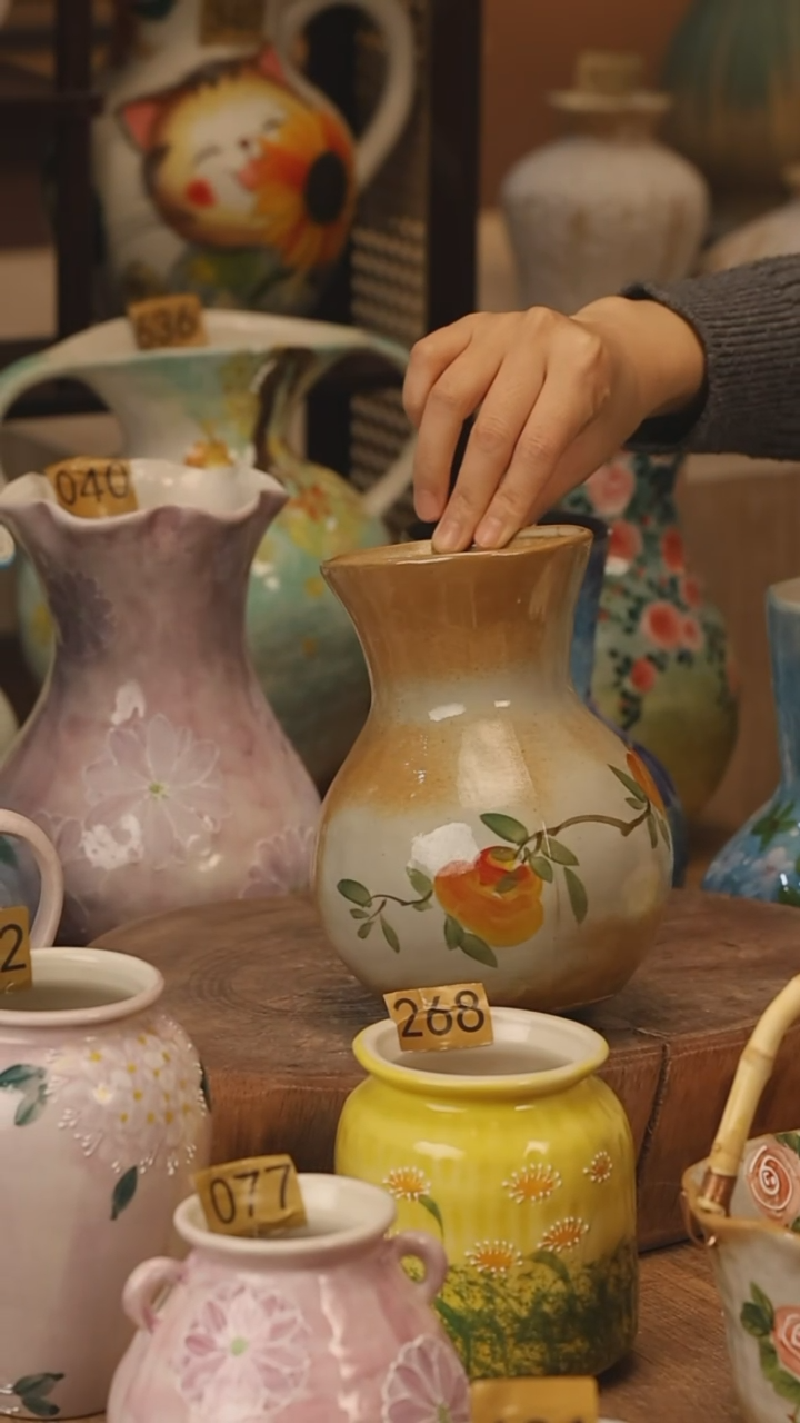 陶瓷景德镇设计师手作花器摆件侘寂风@M648@
