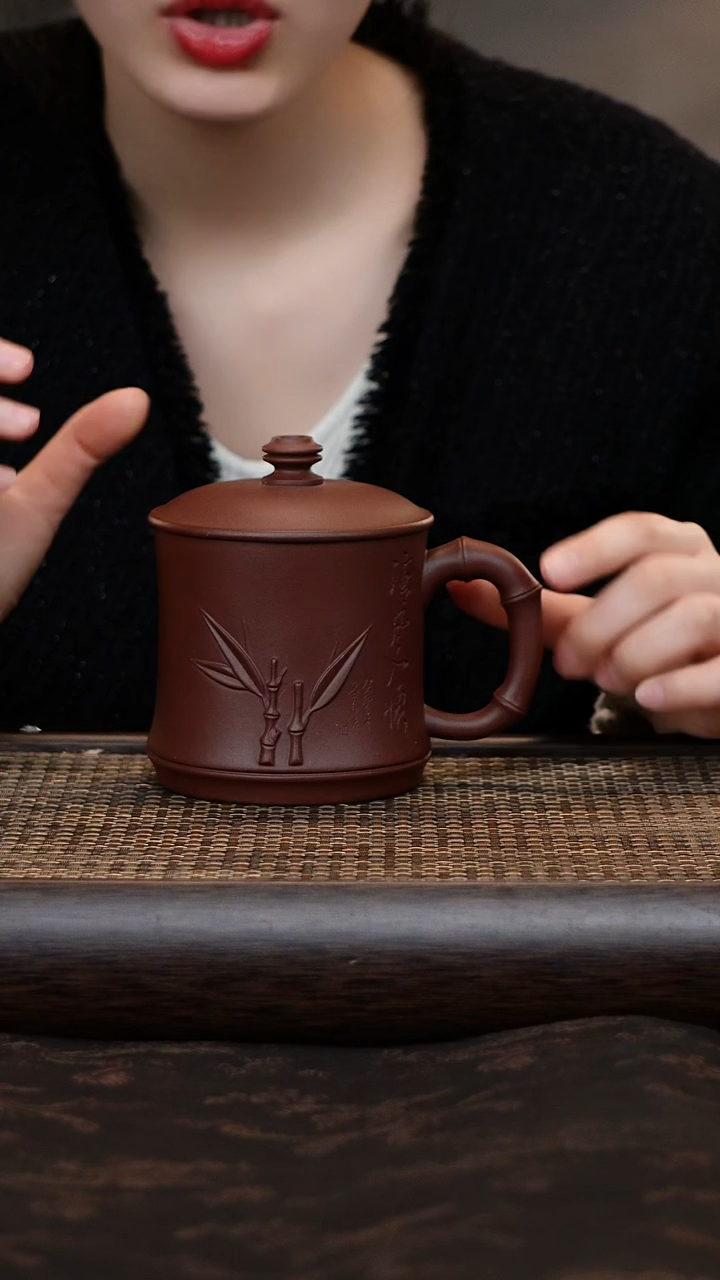 【闪购商品】紫砂茶杯竹节清风入怀老板杯