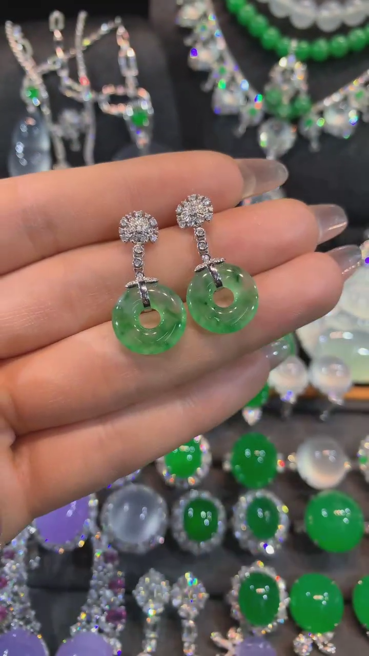 【闪购商品】翡翠耳饰18K金镶嵌耳饰