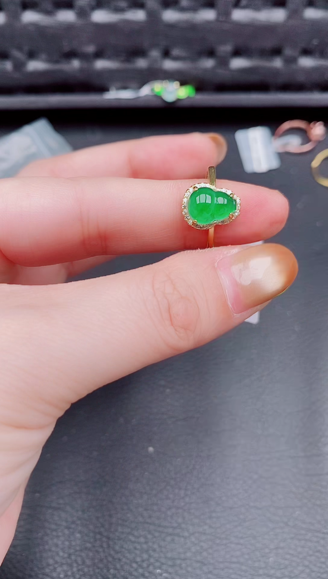 【闪购商品】翡翠戒指银S925镶嵌天然a货翡翠904