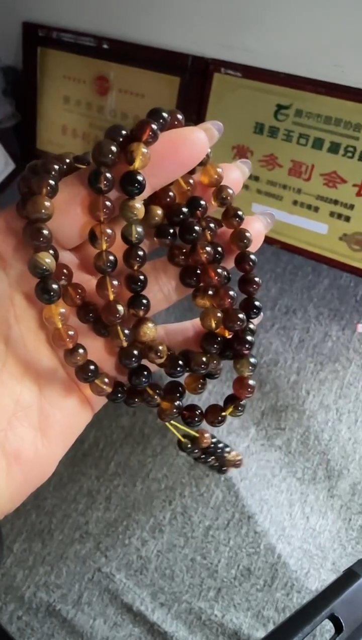 琥珀颈饰未镶嵌#15缅甸琥珀溶洞蜜108.8mm