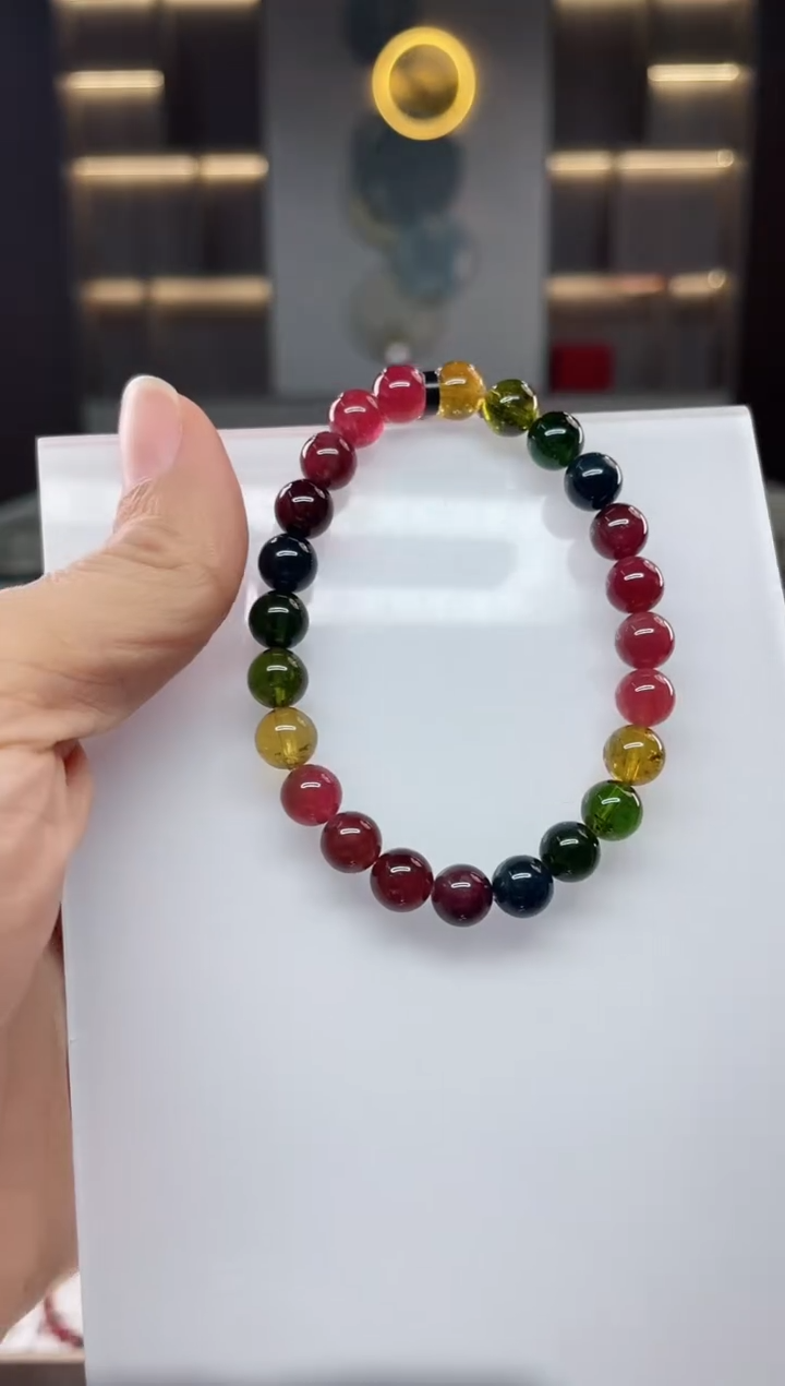 未镶嵌老矿碧玺单圈手串7mm+碧玺（多样性发一条）Q