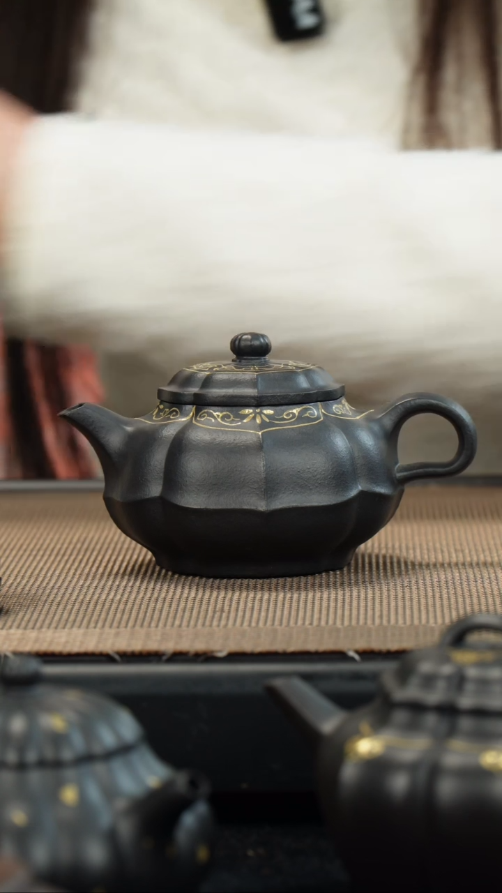 【闪购商品】紫砂茶壶生砂朱泥筋纹合菱仙子捂灰