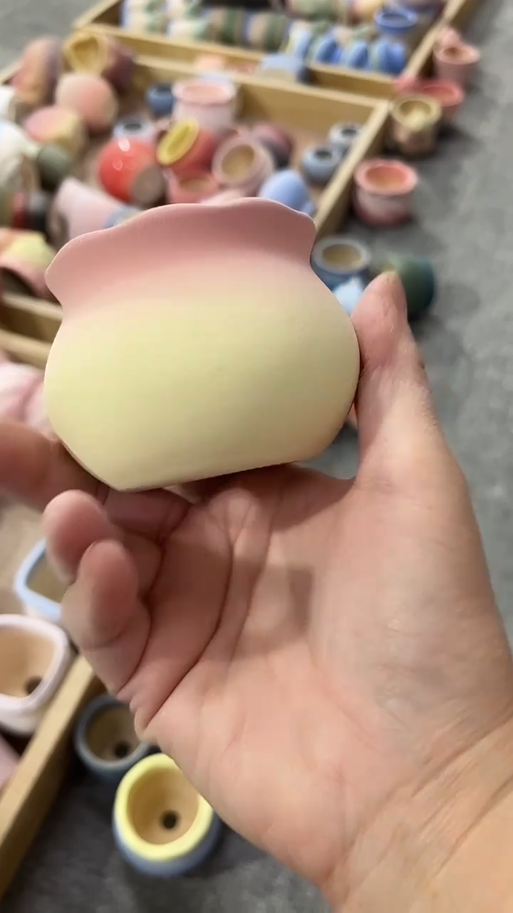 麦饭石粗陶多肉花盆口径5*5