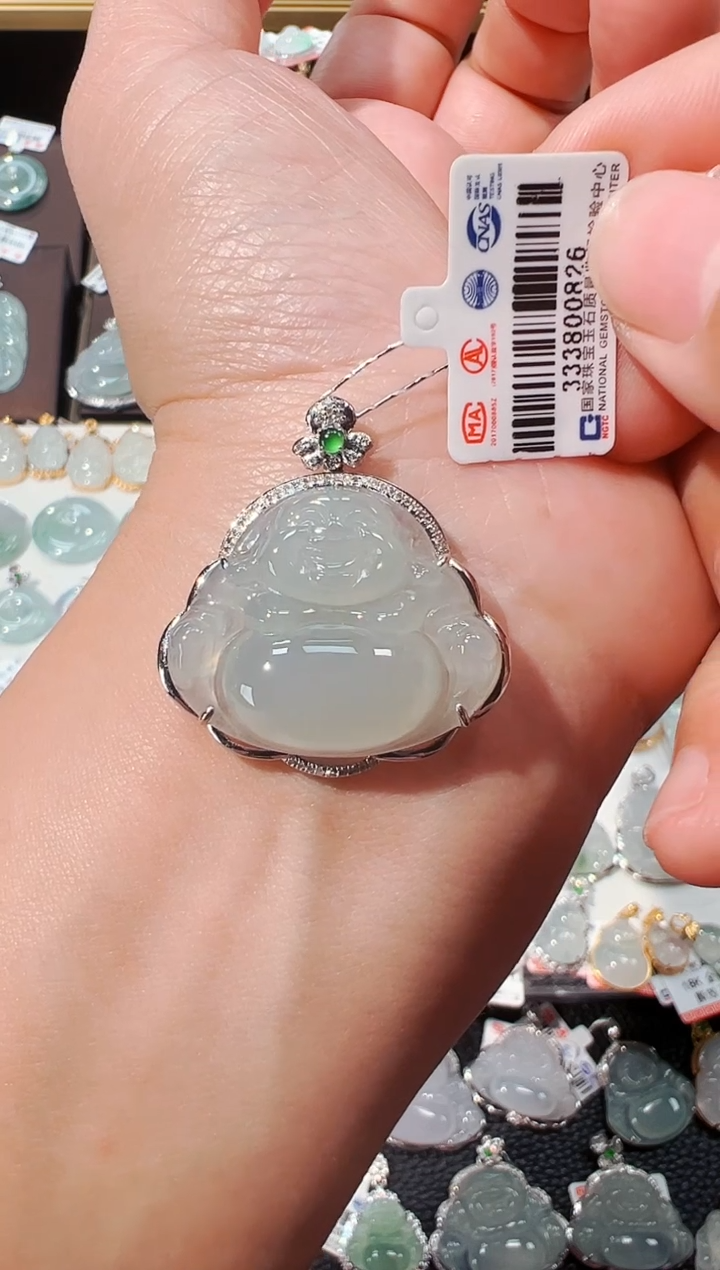 【闪购商品】翡翠吊坠(不含链)18K金镶嵌佛公吊坠826