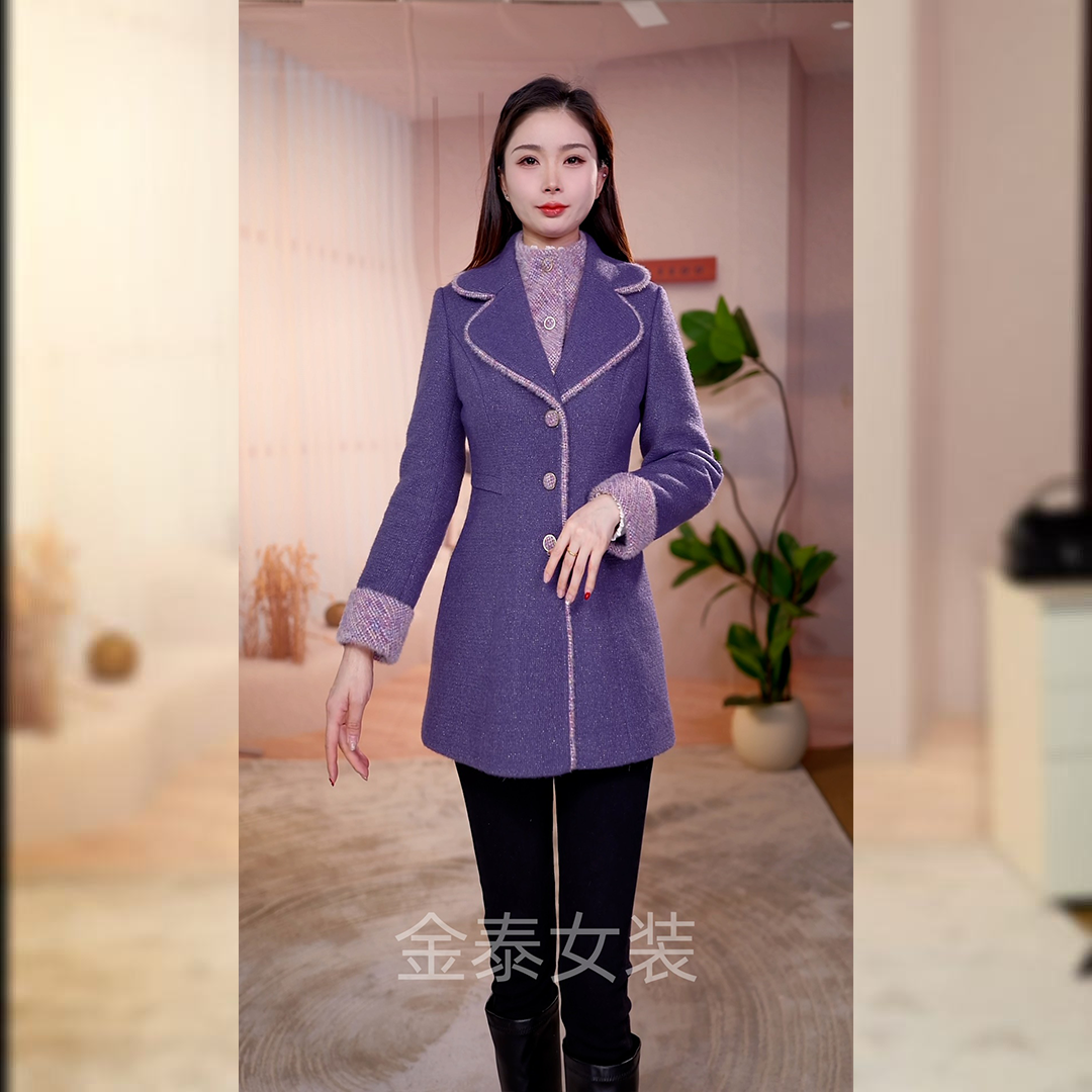 【鎏熙女装】25A-910高贵时尚加棉外套修身洋气显档次女秋冬季外套1