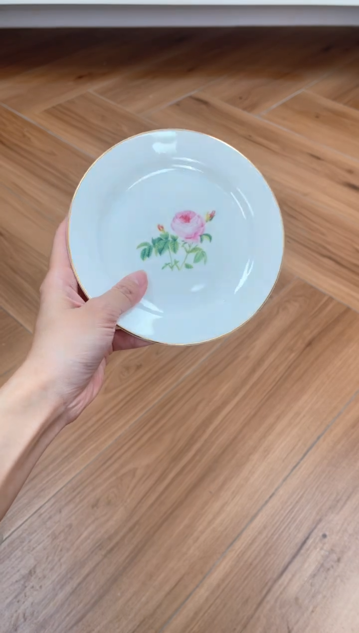 瓷片玫瑰高骨骨瓷骨碟