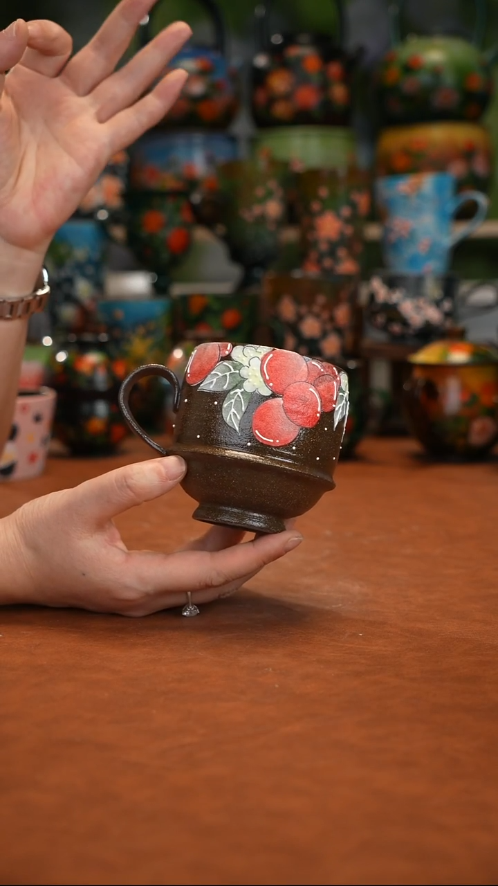 紫泥油画釉下彩手绘