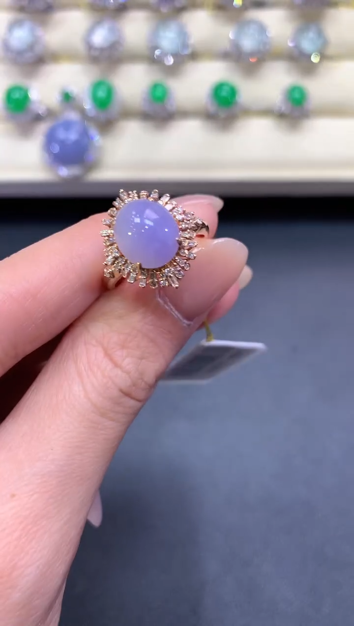 【闪购商品】翡翠戒指18K金镶嵌a209紫货有色差