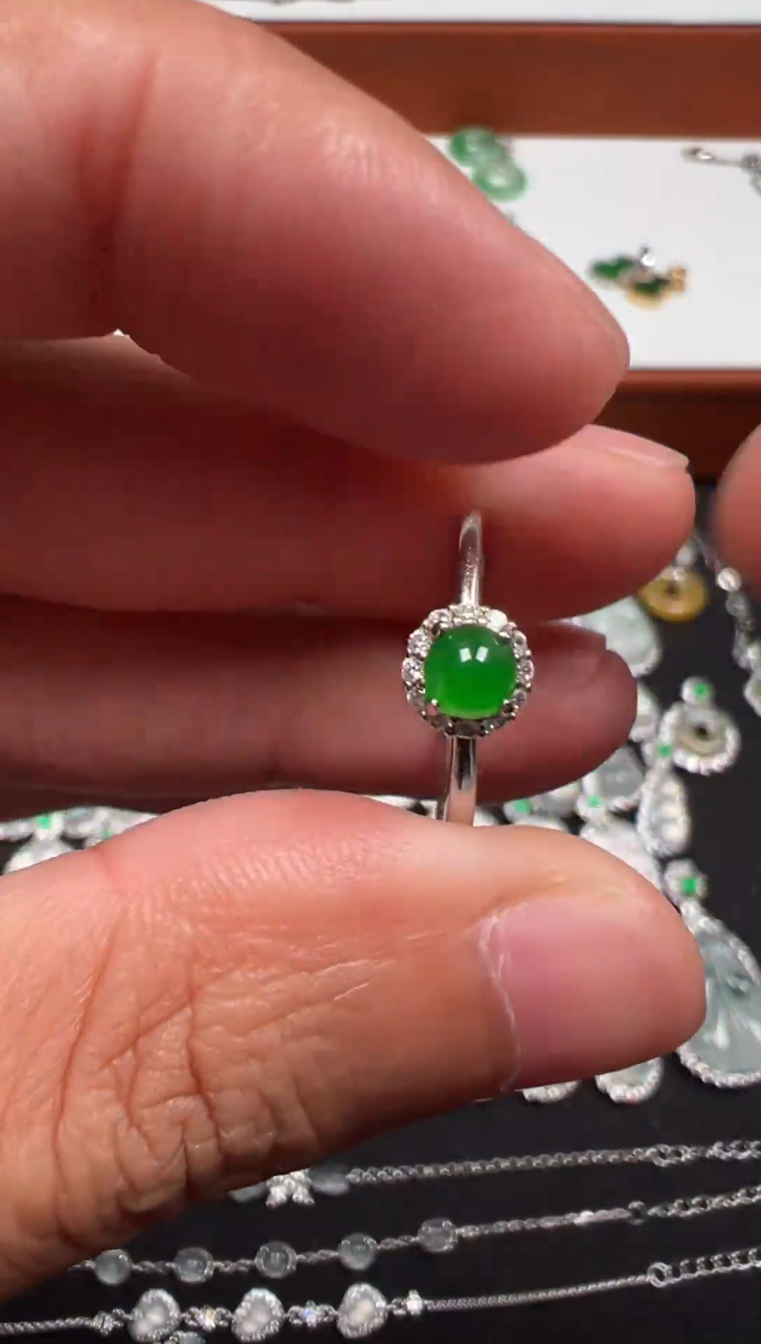 银S925镶嵌戒指翡翠戒指