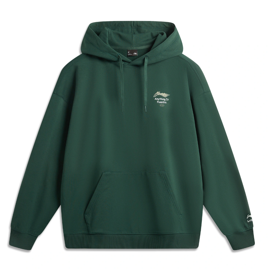 李宁运动生活秋季印花百搭潮流情侣宽松休闲套头连帽卫衣AWDUA39