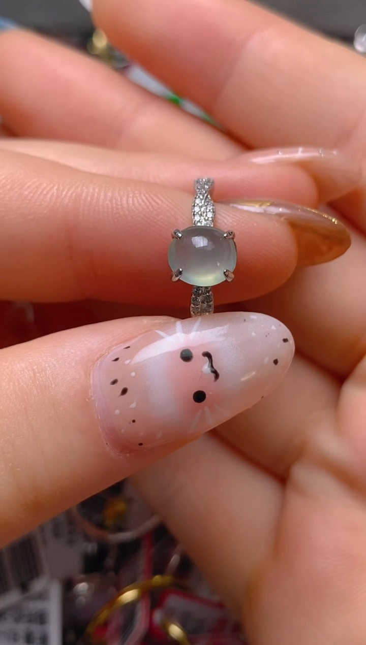 银S925镶嵌戒指翡翠百内无证书