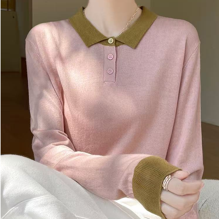 NSY214精纺羊毛长袖衬衫领两扣设计感上衣