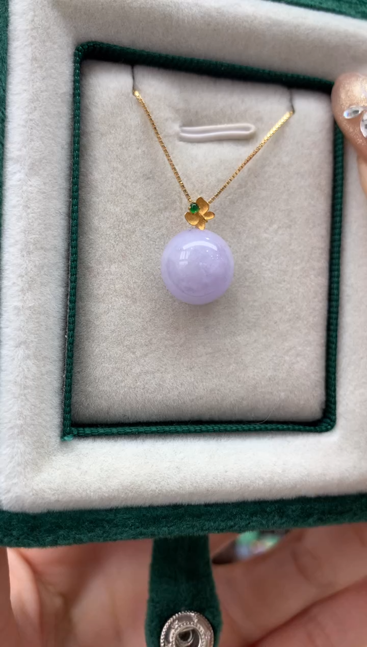 【闪购商品】翡翠吊坠(不含链)18K金镶嵌蛋面