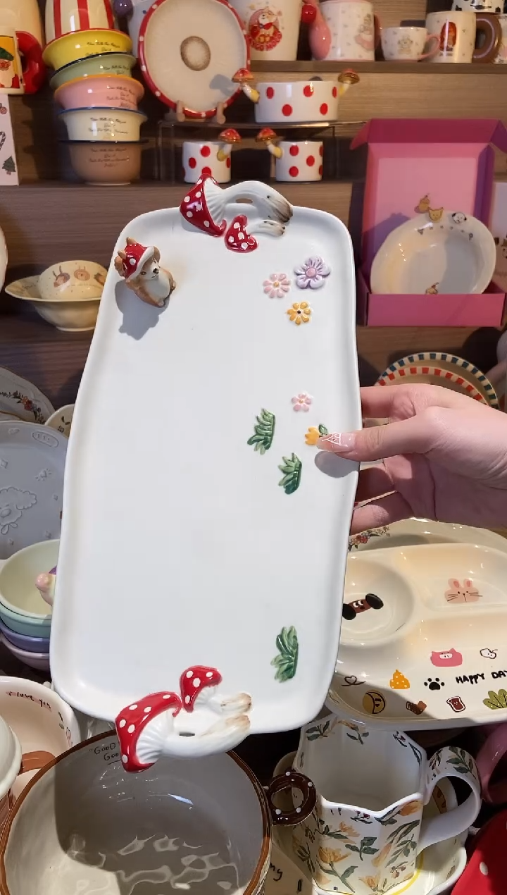 【闪购商品】瓷哑光蘑菇托盘 瑕疵