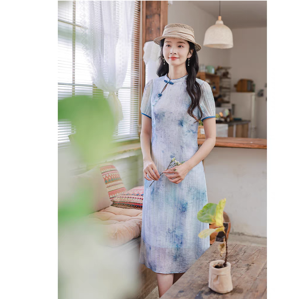 红念新中式天丝改良版旗袍连衣裙女短袖夏季2025年新款中国风裙子