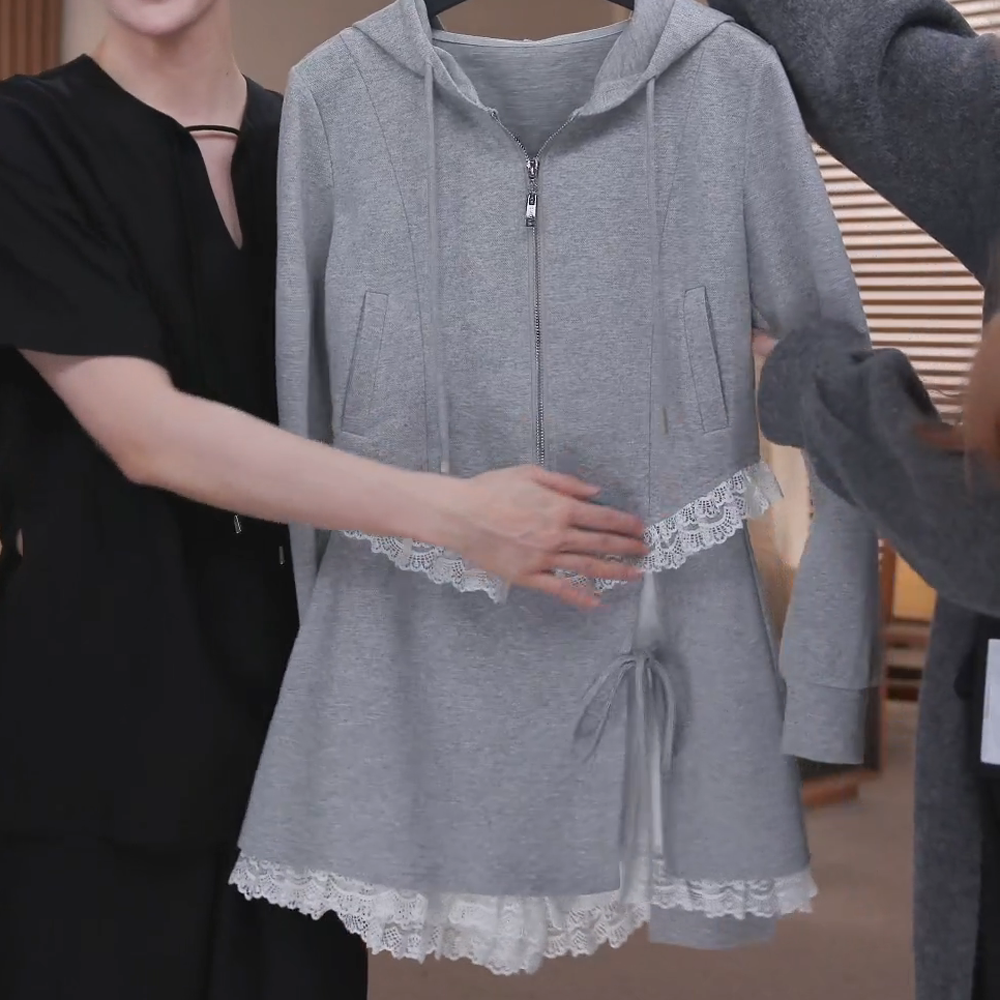 【贝拉周末】小众设计春季新款针织休闲时尚百搭连帽两件套套装女