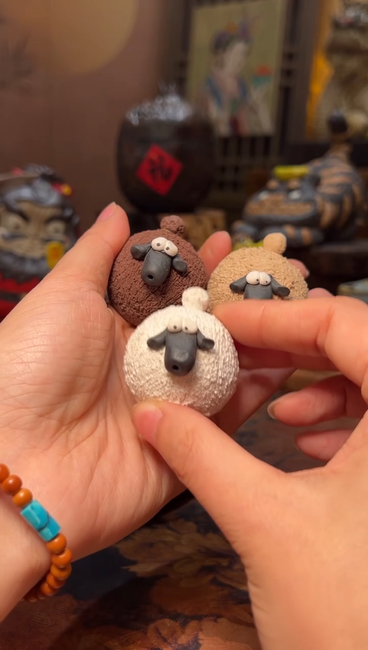 瓷片设计师款手工手作三羊开泰