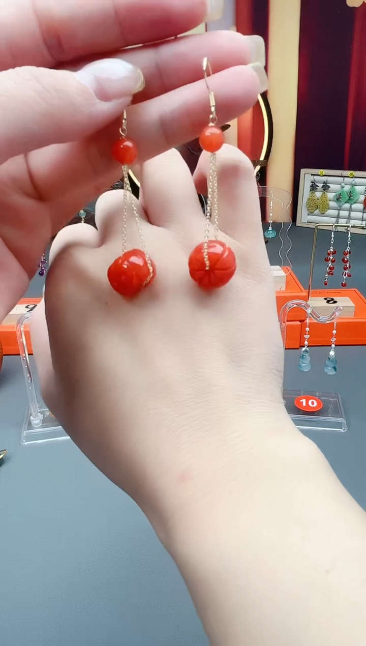 未镶嵌石英质玉（非洲翠）耳钉317