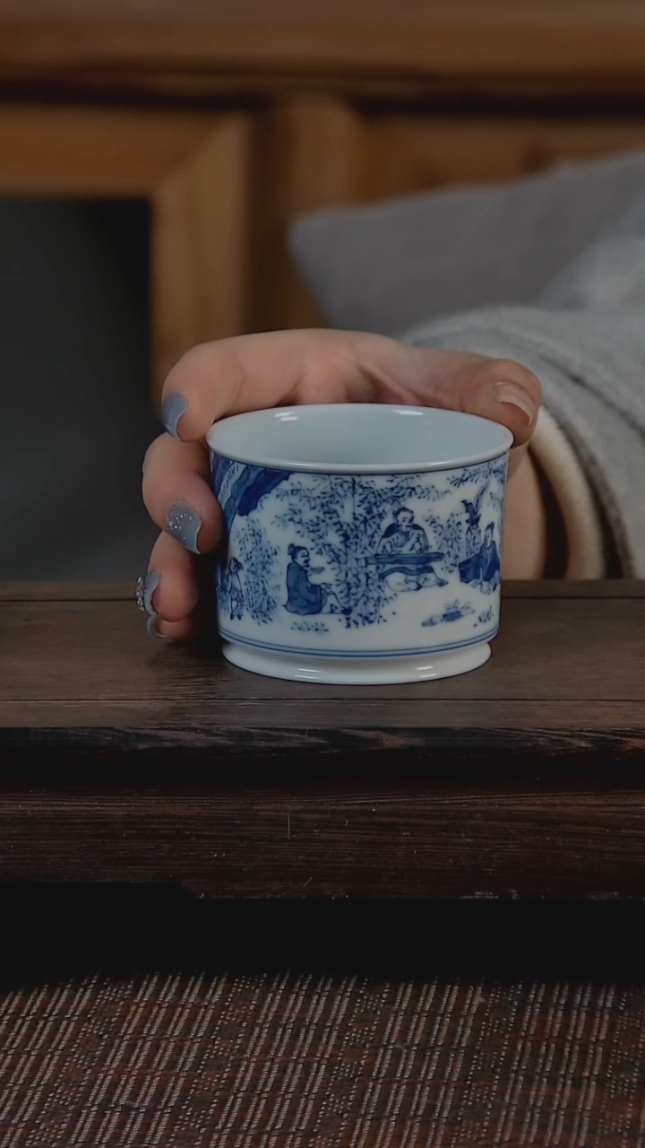 【闪购商品】折葵非器手工手绘竹林七贤直口