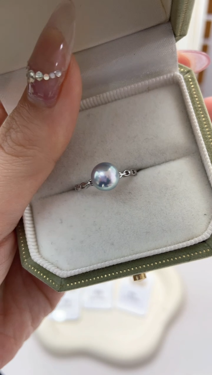 【闪购商品】海水珍珠戒指银S925镶嵌真多麻7.0-7.5戒指