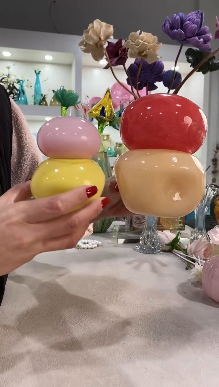 慕忆家手作琉璃花瓶一对