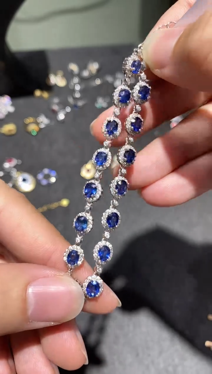 手链蓝宝石银S925镶嵌手链1