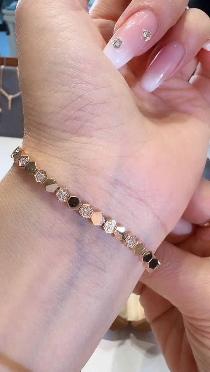 【闪购商品】钻石手链18K金镶嵌蜂巢手链17号