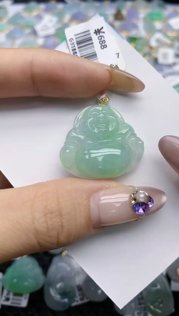 翡翠挂件18K金镶嵌22   天然翡翠A货