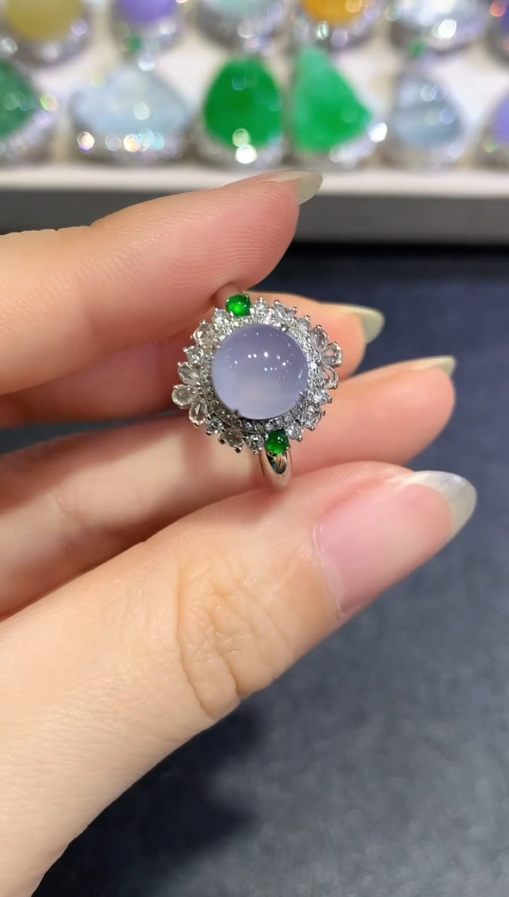 【闪购商品】翡翠戒指18K金镶嵌C127   紫货有色差