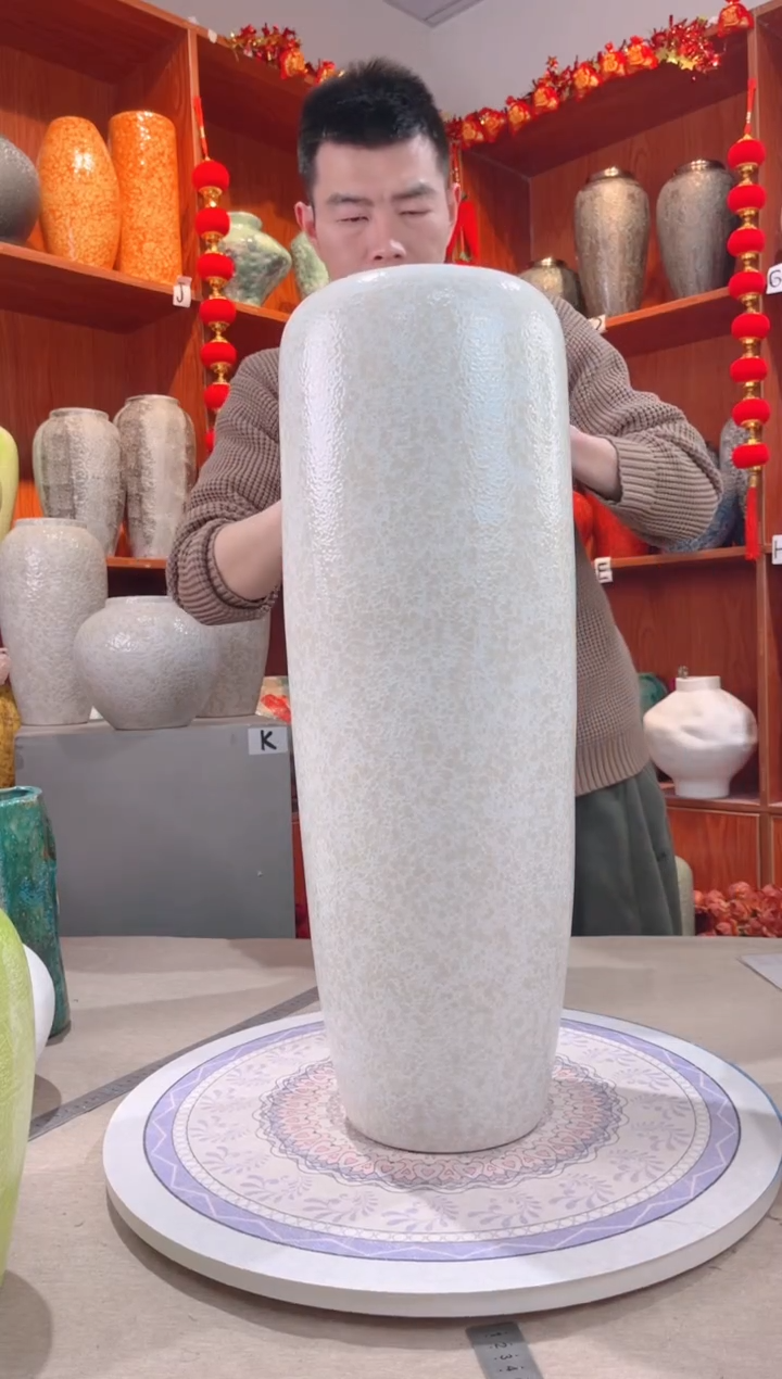 【闪购商品】瓶茶白60cm落地 陶瓷花瓶 无花