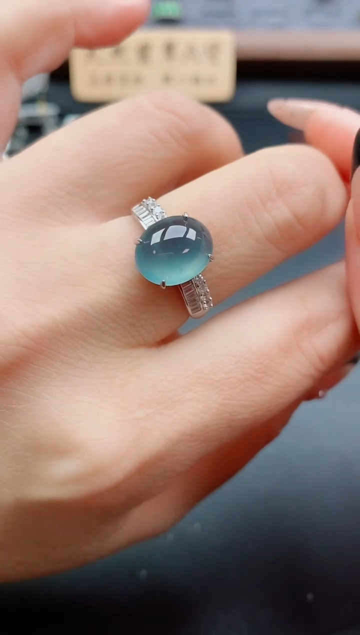 银S925镶嵌戒指翡翠1