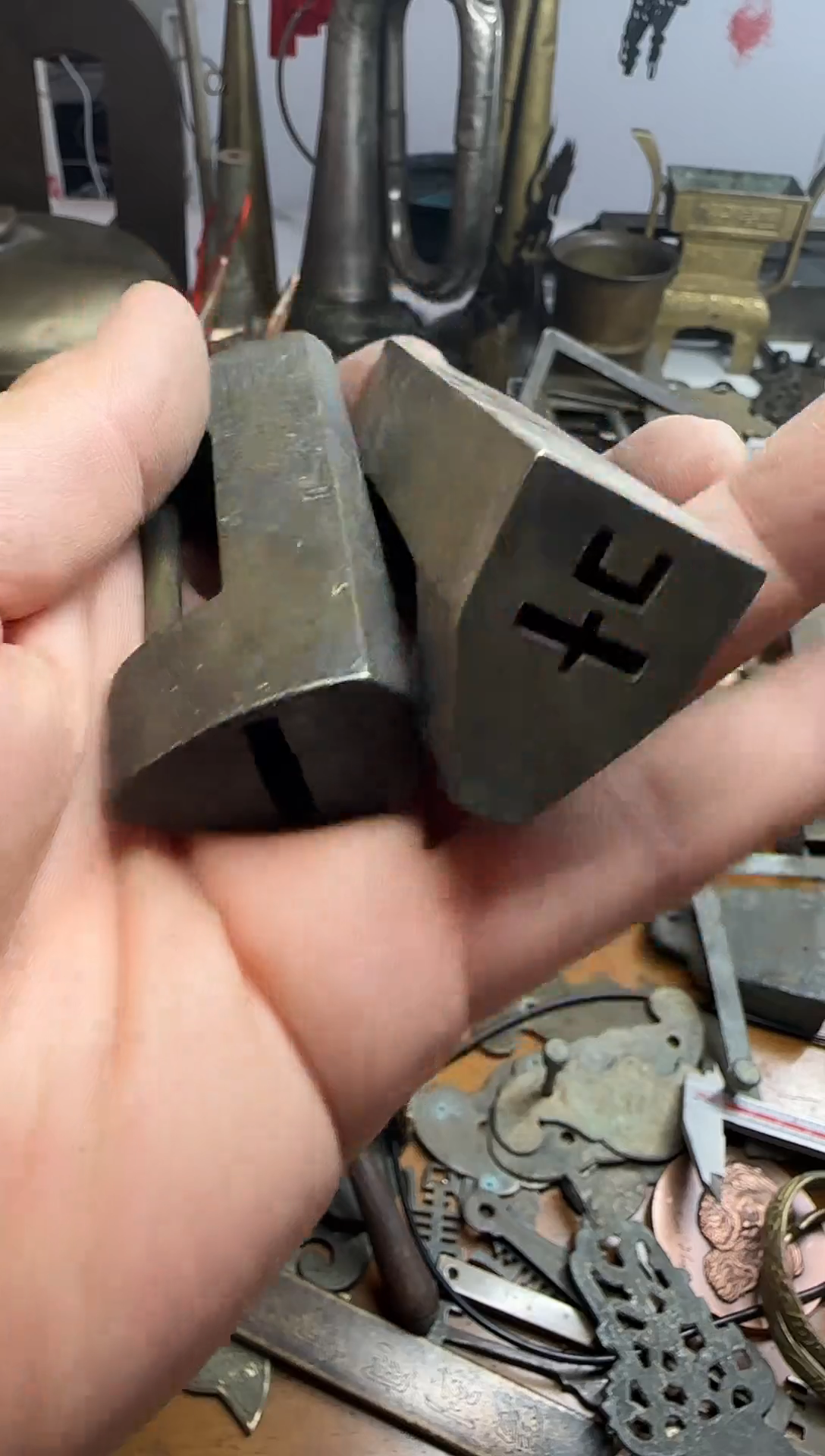 清**徐铜件，铜锁，，