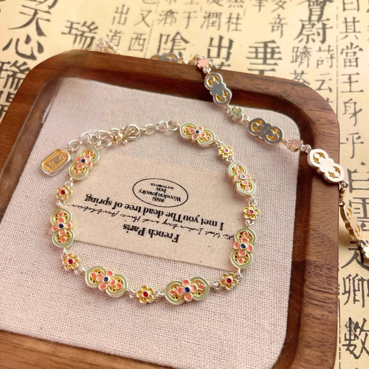 足银手链 葫芦四叶草如意手链足银999时尚百搭简约情人节送女朋友