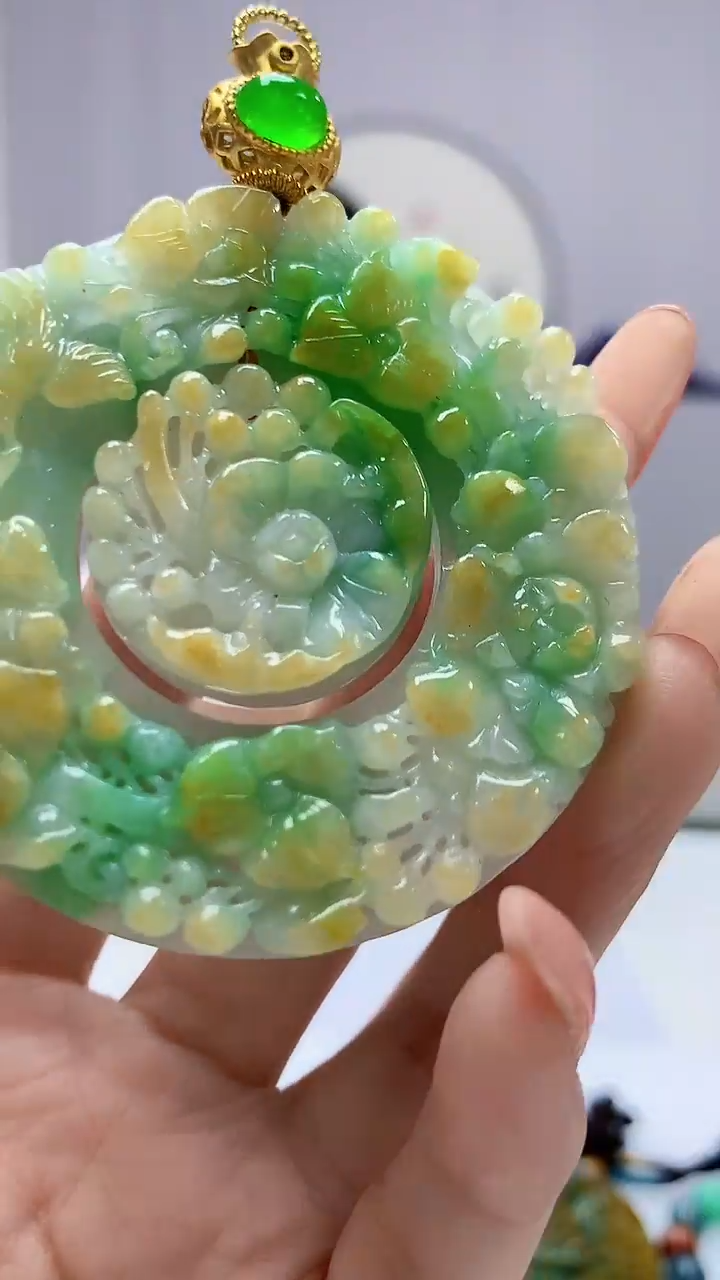 【闪购商品】定制翡翠未镶嵌4902DD-毛货挂件227