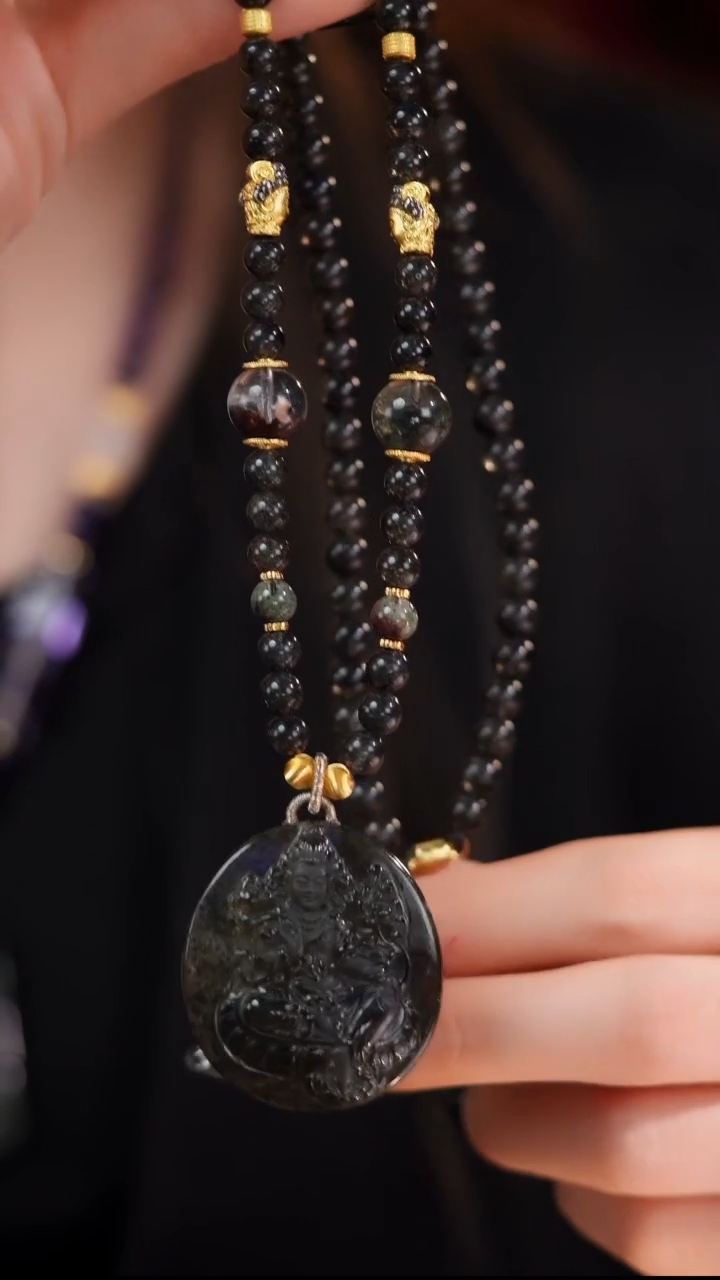 【闪购商品】水晶项链未镶嵌D2783S  绿幽灵度母黑发晶项链