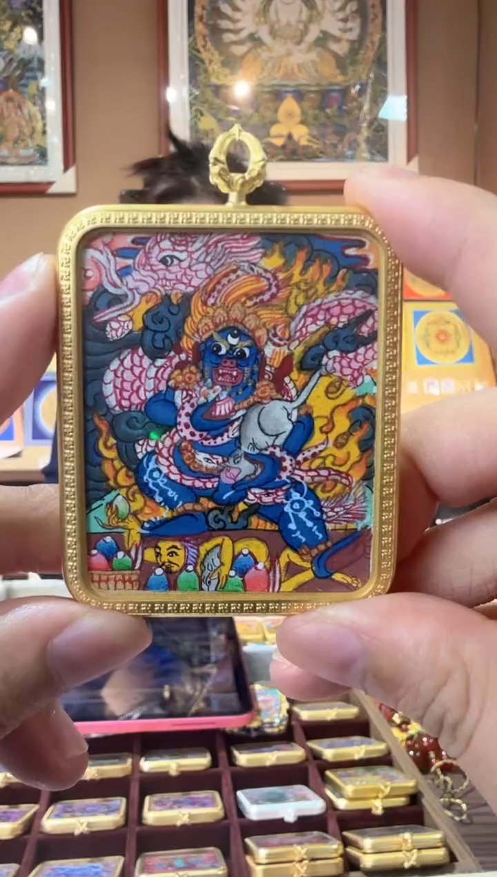 吊坠黑C-纯手绘唐卡