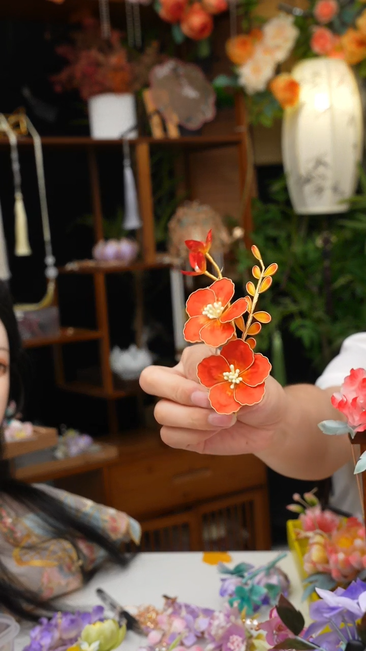 铁合金醋酸蚕丝绒花绒花非遗工艺古风