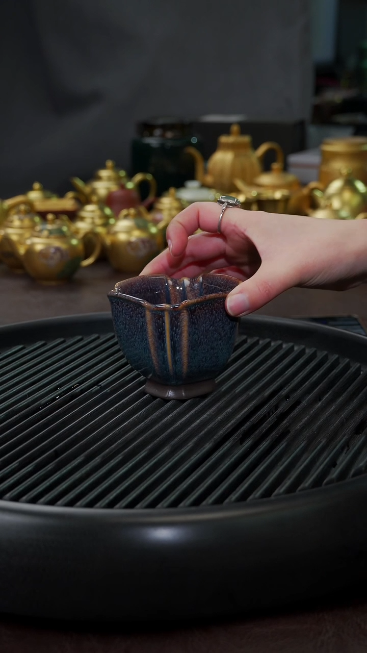 【闪购商品】杯【宜景窑天目釉蓝】福林八方