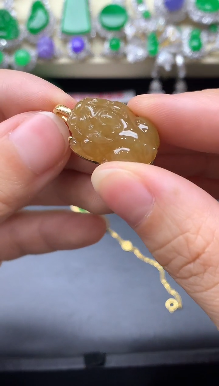 颈饰18K金镶嵌翡翠489-中国好珍宝