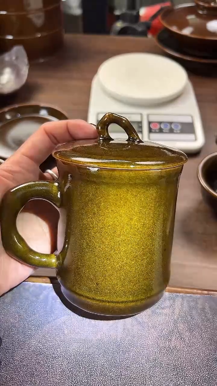 鳝鱼黄色的竹节办公杯450cc